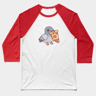 Cute Pigeon With Pepperoni Pizza Slice Baseball T-Shirt